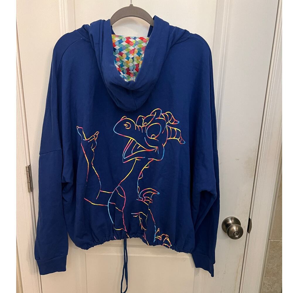 Disney Parks EPCOT 40th Anniversary Figment Cropped Hoodie Blue Women's 3X Y2K